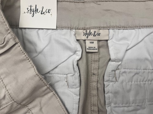(NWT) Style&Co Women's Mid Rise Frayed Hem Chino Shorts, Beige Plus Size 14W - Picture 12 of 14