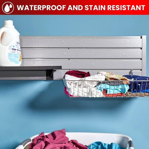 Slatwall Panel Garage Wall Organizer 3h X 4w Grey Heavy Duty Pvc Wall Mounted - Picture 7 of 9