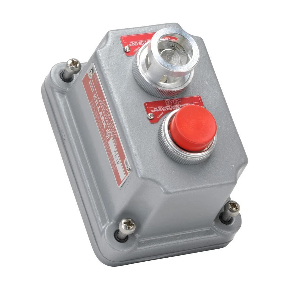 Killark FXCS-0B13-CD single pushbutton red 110 VAC/VDC LED clear/white - Image 2 of 4