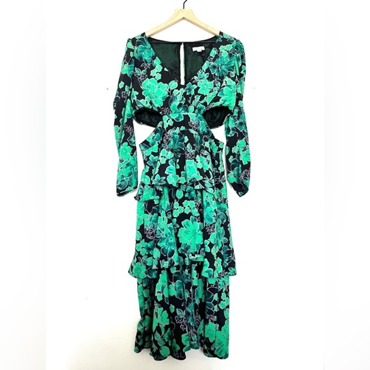 white christmas dresses Rent Topshop Floral Cut Out Midi Dress In Mono main image 0