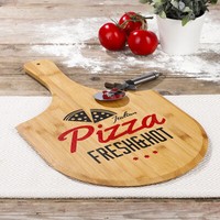 Pizzabrett Schneidbrett 53X31X1Cm Bambus Servierplatte Servierbrett Pizza Brett