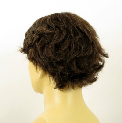 Perruque Homme 100% Cheveux Naturels - Marron Avec Mèches Blanches (Jack 6SPW) - Taille Moyenne, Bonnet Classique