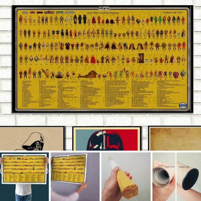 Star Wars Action Vintage Poster Figures List Poster Retro Wall Kenner