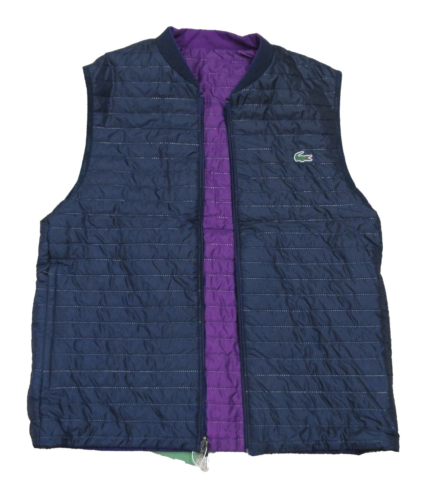 Lacoste Sport Men's Navy Blue/Purple Padded Reversible Quilted Vest