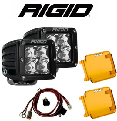 Rigid Dually D-series Pro Spot Beam Led Lights w/Harness + Amber Light Covers