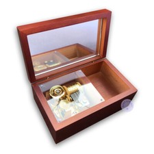 Brown Wooden Sankyo Vintage Music Box With a Jewelry Box (60 Tunes Option)