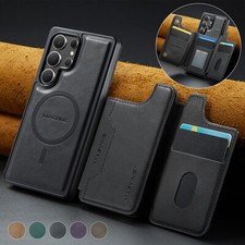 RFID Magnetic Wallet Case Fr Samsung Galaxy S25 Edge S24 S23 Ultra Leather Cover