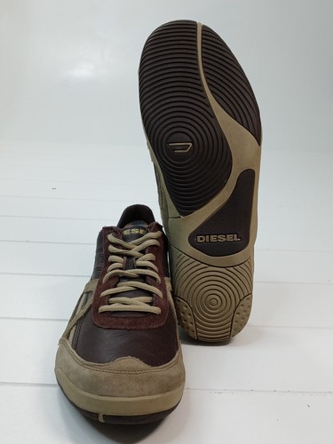 Diesel Loco-Motion Brown Leather Suede Logo Casual Men's Sneaker Shoes Size 10.5 - Picture 12 of 17