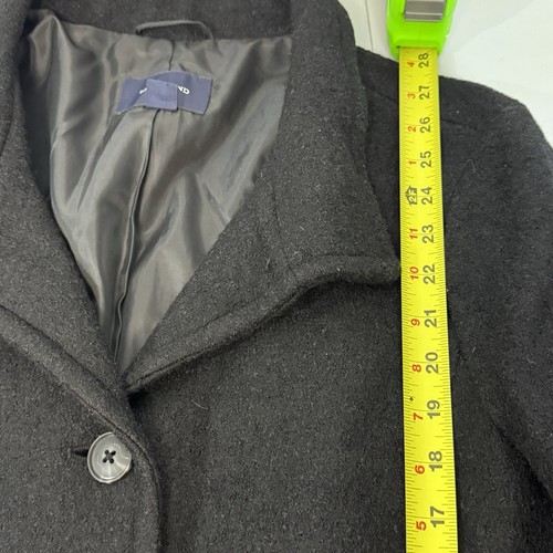 Lands End Classic Minimalist True Black Boiled Wool Blend Pea Coat Size 10 - Picture 5 of 7