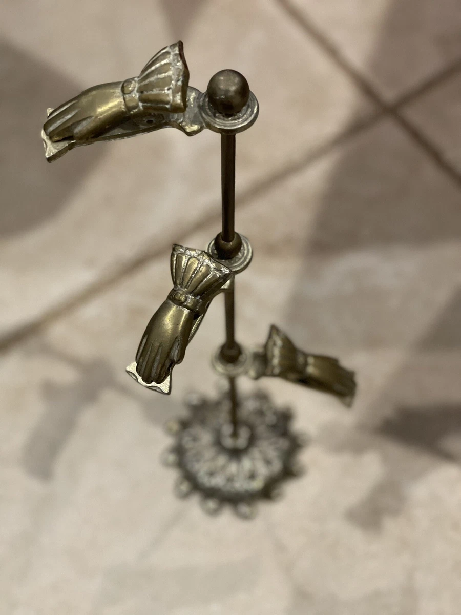 Vintage Brass 3 Letter Hand Stand Ornate Vanity Towel Holder ESTATE FIND