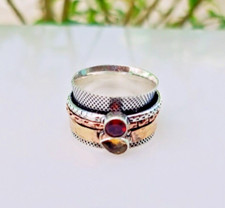 Granat Citrin Spange Ring Massiv 925 Sterling Silber Handgemacht Unic Schmuck
