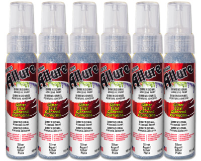 6 x Allure GLITTER Klebefarbe 59,1 ml 2 fl.oz. SILBER EU1057090286