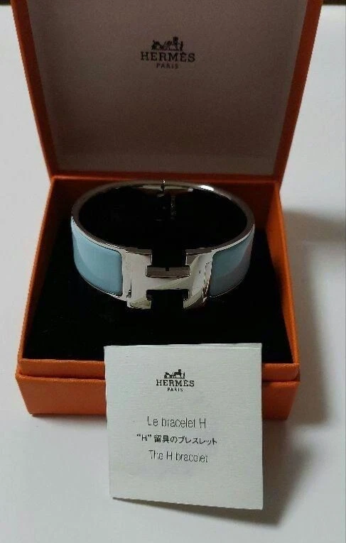 HERMÈS Bracciale HERMES Bracciale Smaltato Azzurro Chiaro con Scatola