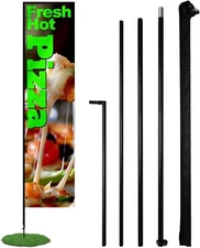 Anley Rectangle Feather Flag Pole Set - Assembled Flutter Banner Pole Set