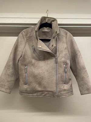 Mintie Mint Velvet girls Biker Jacket coat, Grey Suedette, age