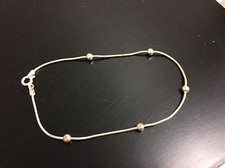 925 Sterling Silver - 1mm ITALY Saturn Bead Snake Chain 3g - Anklet 8.5&rdquo;