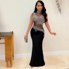 Sweet And Spicy Style Women's Sexy Perspective High Waist Dress Evening Dress