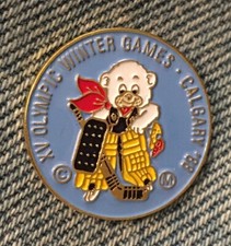 Ice Hockey Olympic Pin~1988 Calgary Canada~XV Winter Games~'88~Mascot Series