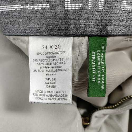 Pantaloni chino Haggar Life kaki taglio dritto beige uomo taglia effettiva 34x28 - Foto 5 di 6