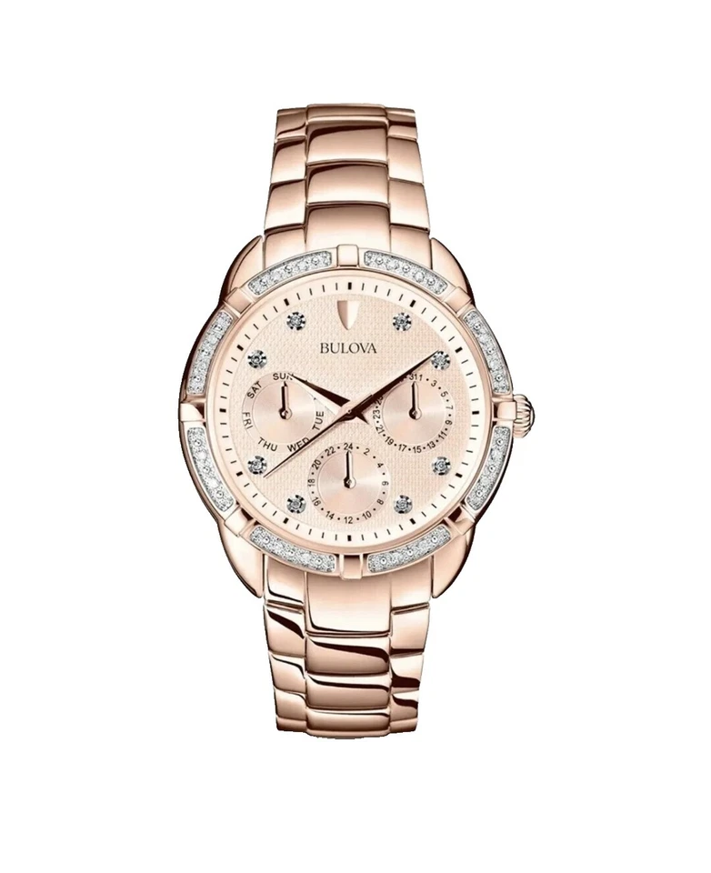 Bulova Diamond Rose Gold Case Wristwatches