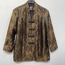Additions by Chico's Women Blazer Jacket Size 1 Art Paisley Floral Print M282 17