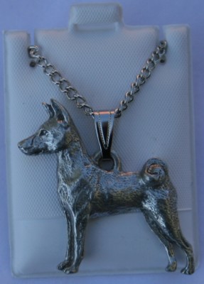 Basenji Dog Harris Fine Pewter Pendant w Chain Necklace USA Made
