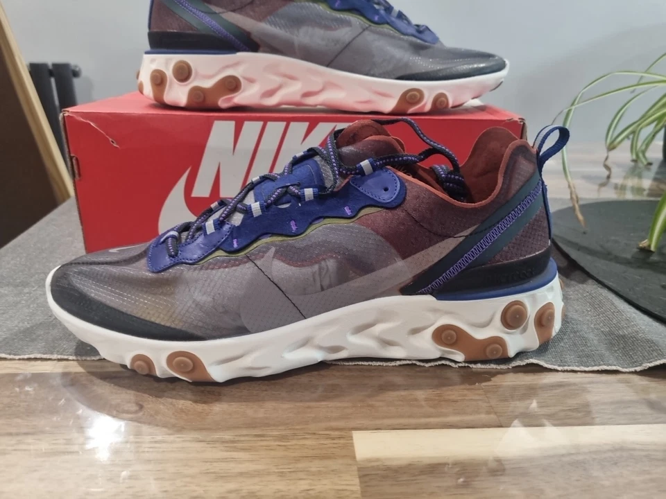 Mens Nike React Element 87 Trainers Size UK 12 AQ1090 200 Dusty Peach - Image 2 of 4