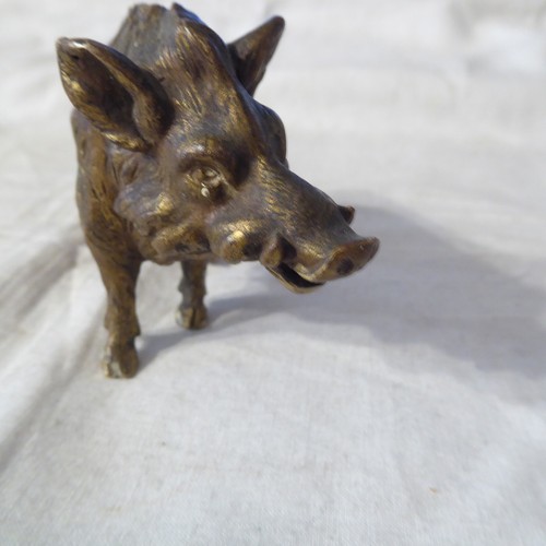 Alte Vintage Bronze / Messing Figur Wildschwein Massiv (RG) - 第 9/12 張圖片