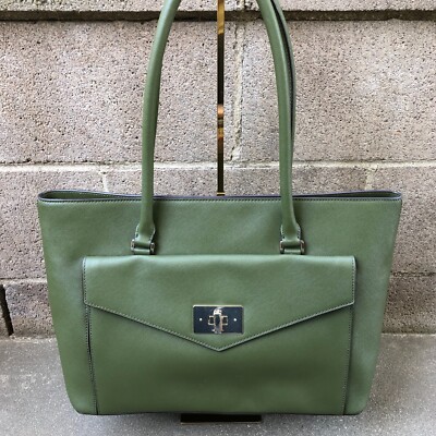 KATE SPADE Post Street Halsey Cow Leather Sapling Tote Shoulder Bag Purse Green