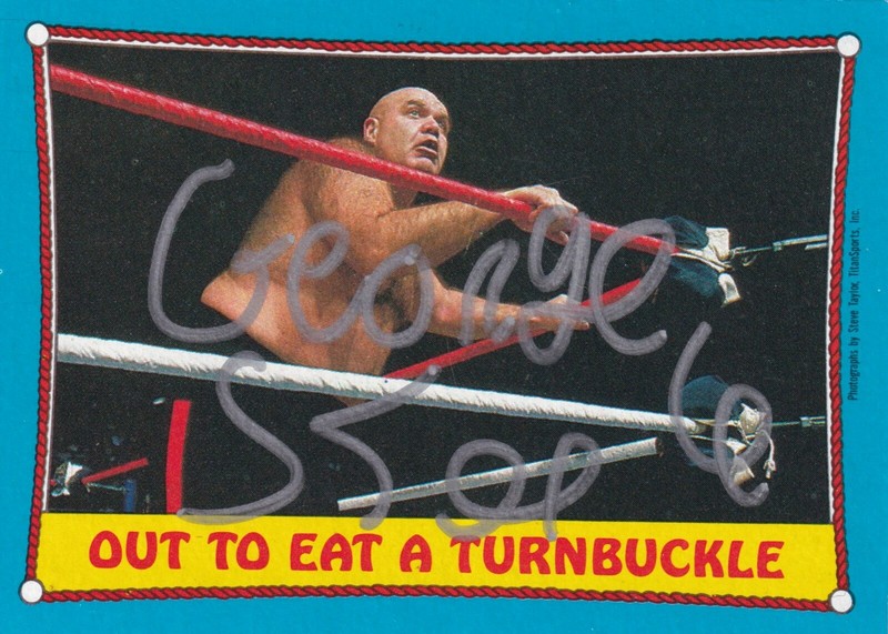 George Steele Signed 1987 Topps WWF Card #66 WWE Auto'd Legend The Animal WWWF