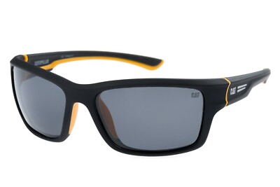 CAT Ridge Black Sunglasses, Rubberized Matte black frame, solid smoke grey lens