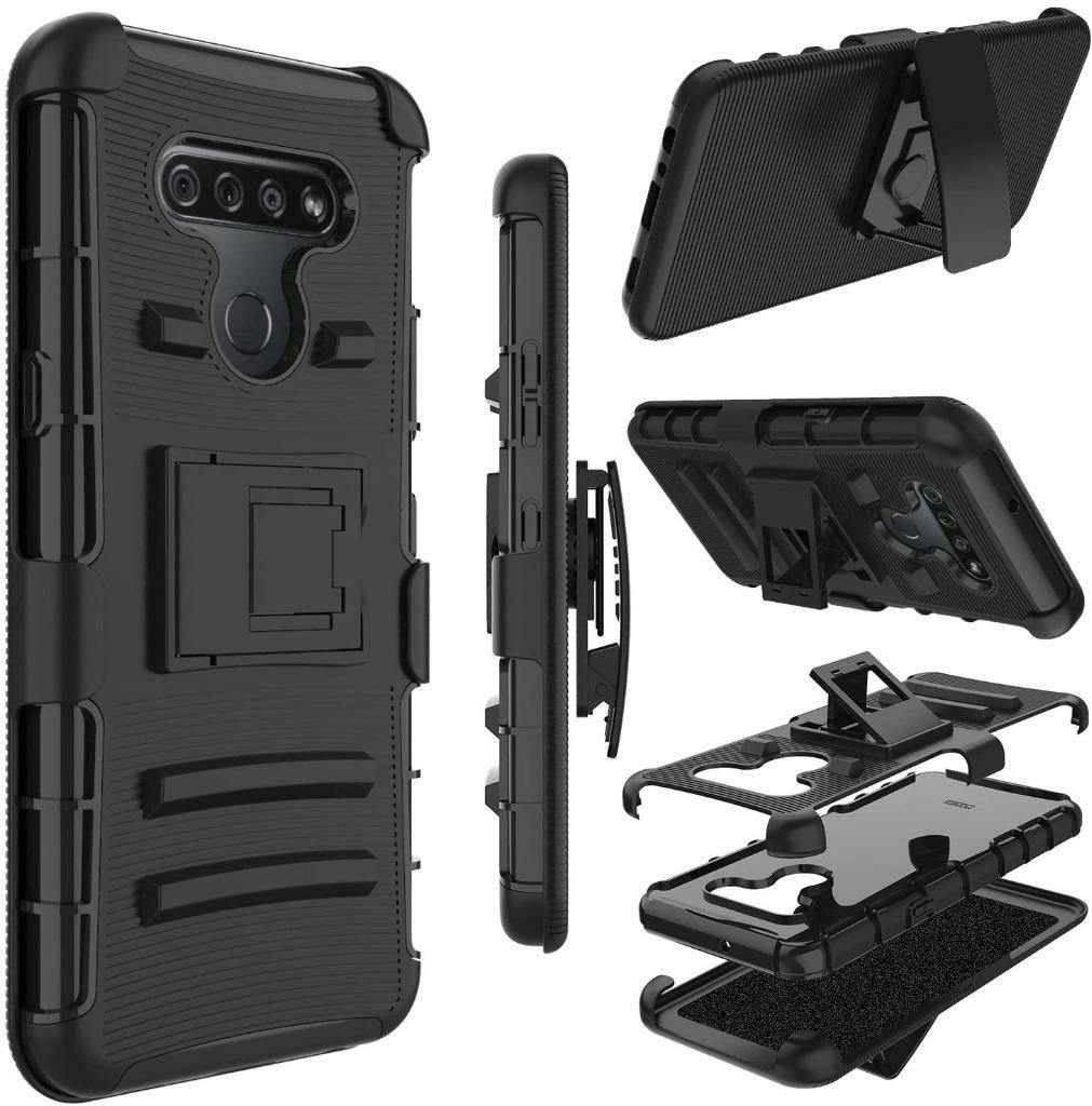 For LG K51/Q51/LG Reflect Armor Case Holster Belt Clip Black