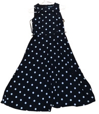 Lauren Ralph Lauren Fit & Flare Dress Women Size 4 Gray Polka Dot Sleeveless