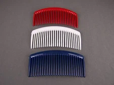 set pack 3 Red White Blue plastic 4" long hair accessory side clip comb