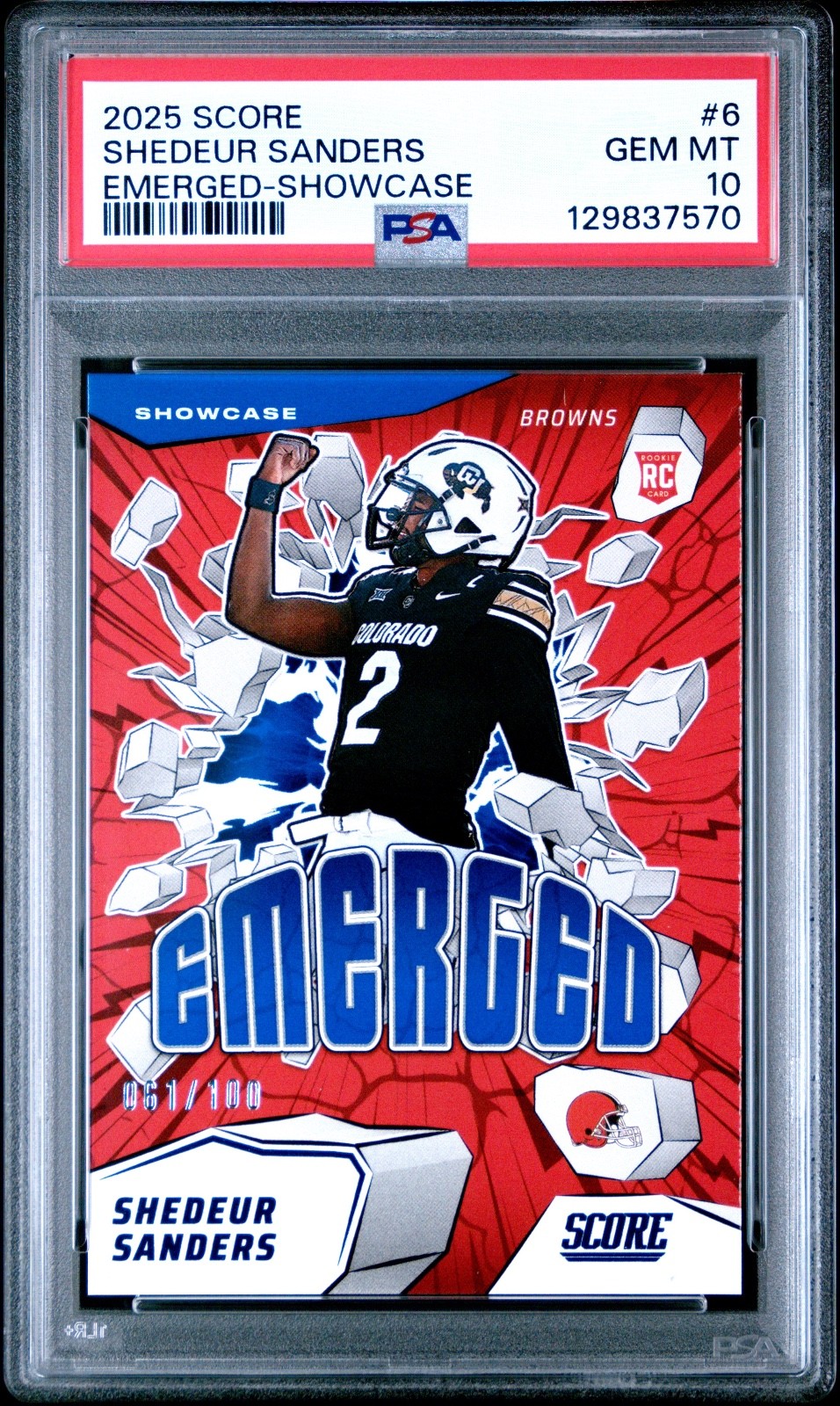 Shedeur Sanders Panini Score Emerged #6 Showcase