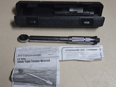 Pittsburgh Pro Click Type Torque Wrench In Case Item 61277 - 1/4'' socket drive