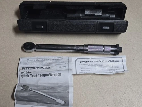 Pittsburgh Pro Click Type Torque Wrench In Case Item 61277 - 1/4" socket drive