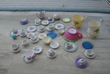 Mixed Lot Mini Child's Doll Tea Set Dishes Plates Cups Saucers Sugar Bowl