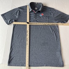 Dominos Pizza Polo Shirt Mens Medium Employee Work Gear Gray Performance Stretch