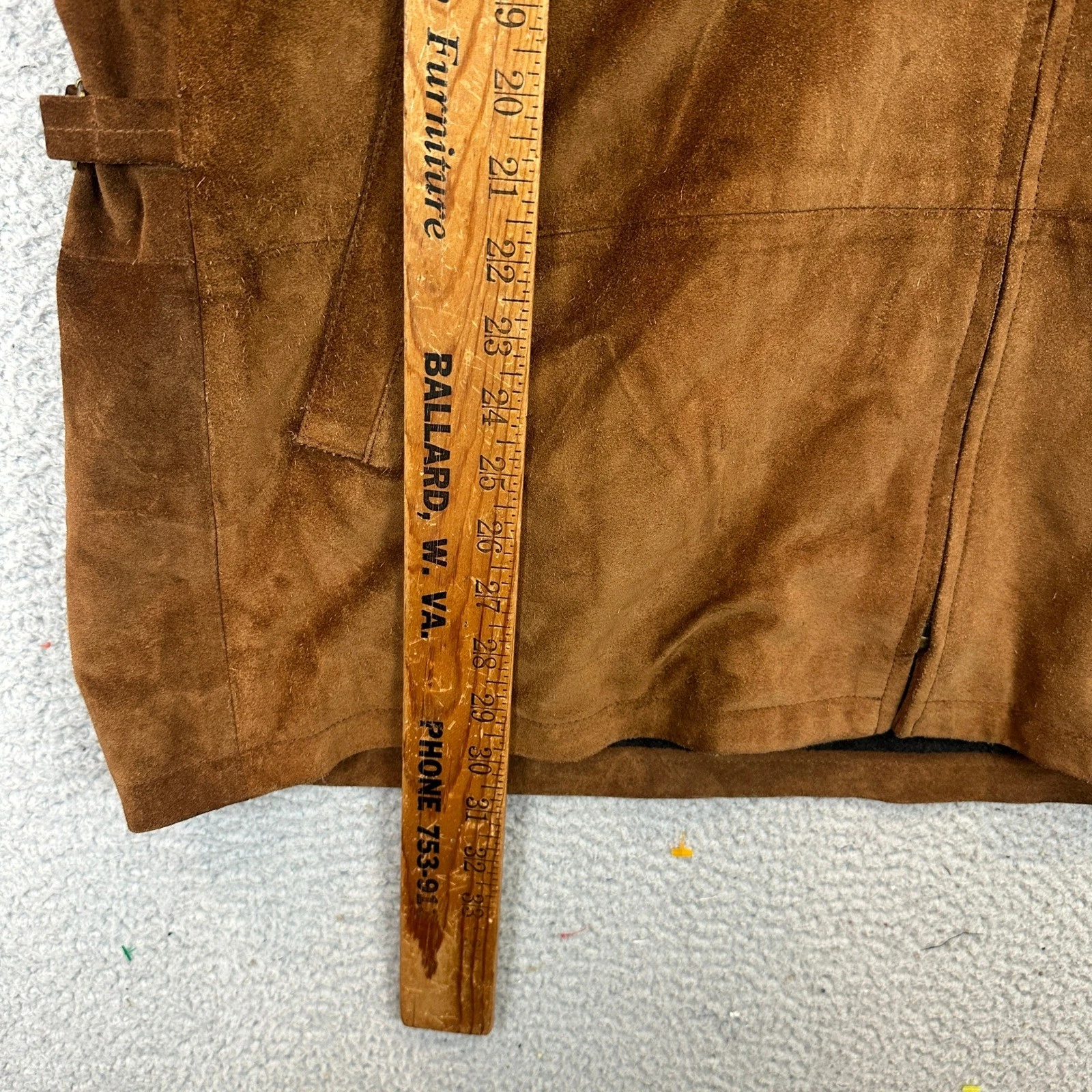 Polo Ralph Lauren Jacket Mens 2XL Suede Leather Brown Full Zip Long Sleeve EUC - product detail image 9