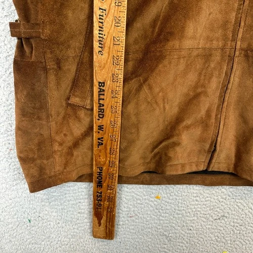 Polo Ralph Lauren Jacket Mens 2XL Suede Leather Brown Full Zip Long Sleeve EUC image 9