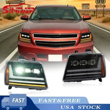 Sindar Led Tube Drl Headlights For 2007-2014 Chevrolet Tahoe Avalanche Suburban