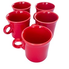 Fiesta Scarlet Red Coffee Mugs Tom & Jerry O-Ring Handle 10 oz Homer Laughlin