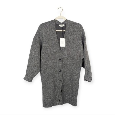 NWT Etoile Isabel Marant Women Grey Moana Cinched Wool Oversized Sweater Size 2