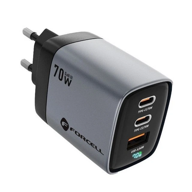 Forcell Caricabatterie Fast Triplo Gan Vt-37 70w Per Acer Chromebook Tab 10 - Immagine 4 di 4