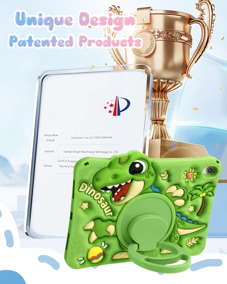 Funda Boaretiu para iPad A16/Funda 10ª Generación - Dinosaurio Verde Genial para Niño... Foto 3 de 4