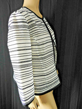 KASPER Jacket size 12 black white striped light summer weight NWT