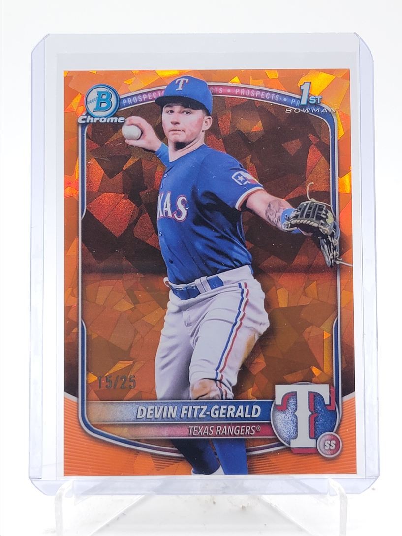 DEVIN FITZ-GERALD 2025 BOWMAN CHROME 1ST SAPPHIRE ORANGE REFRACTOR /25 Q3967