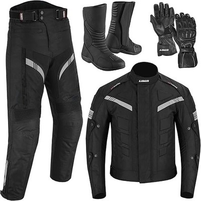Herren Motorradanzug Cordura Jacke Hose CE gepanzert wasserdicht + Stiefel Handschuhe