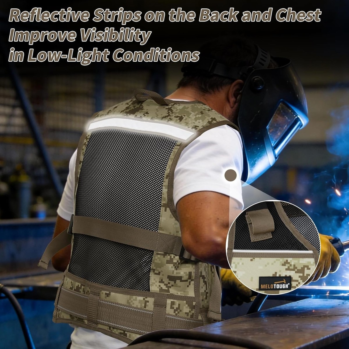 AISENIN Reflective Safety Tool Vest with Multi-pockets and Zipper,Heavy Duty Tool Vest for Electricians Carpenter, Orange, 1